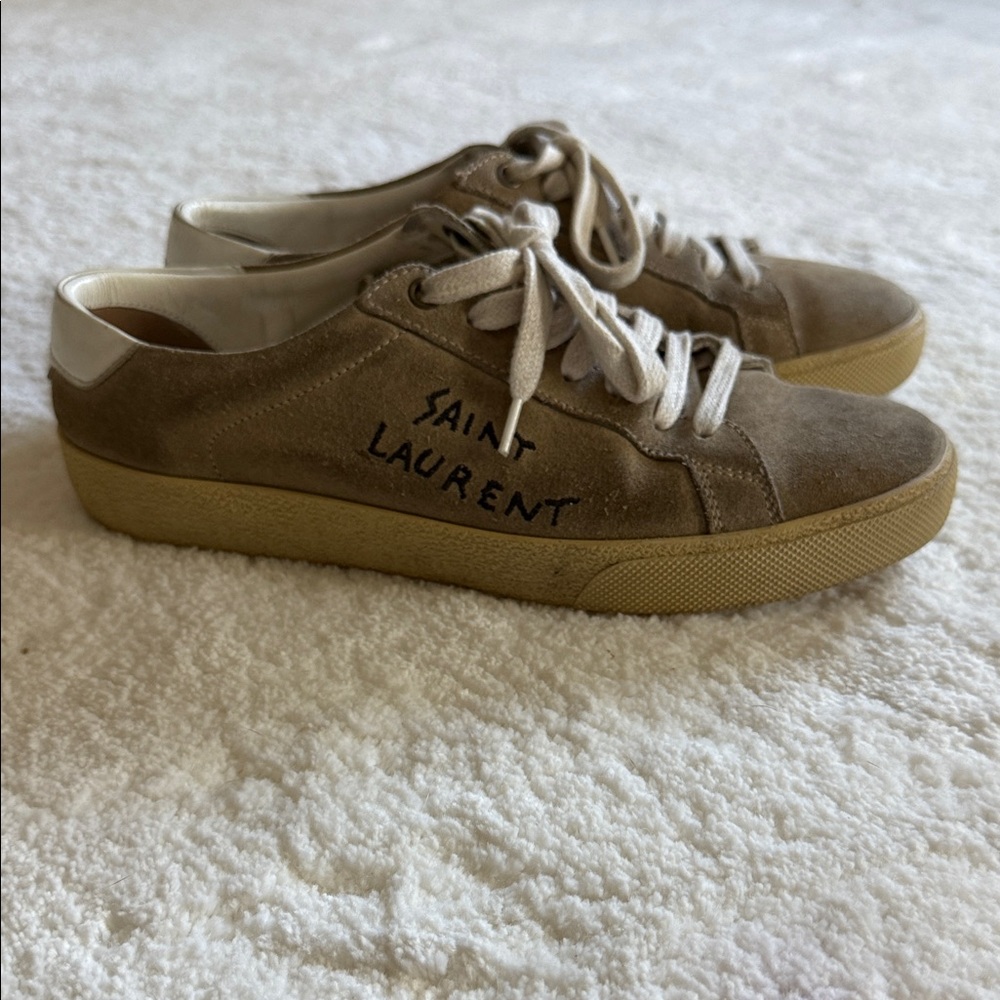Saint Laurent Beige and White Sneakers